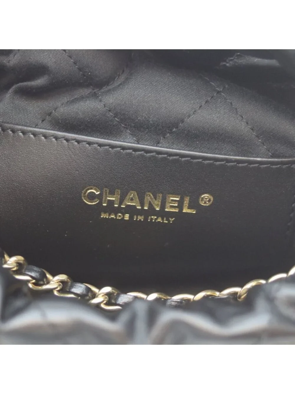 Chanel Black Shiny Calf 22 Mini Pearl Chain Shoulder Bag